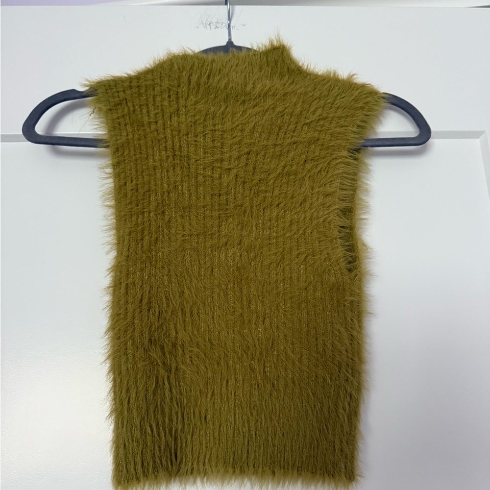 Olive Green Fuzzy Crop Top